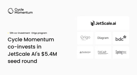 Cycle Momentum co-invests in JetScale AI's $5.4M seed round - logos of JetScale AI with co-investors Origo, Diagram, BDC, Fondaction, Telegraph Hill Capital and Spring Impact Capital